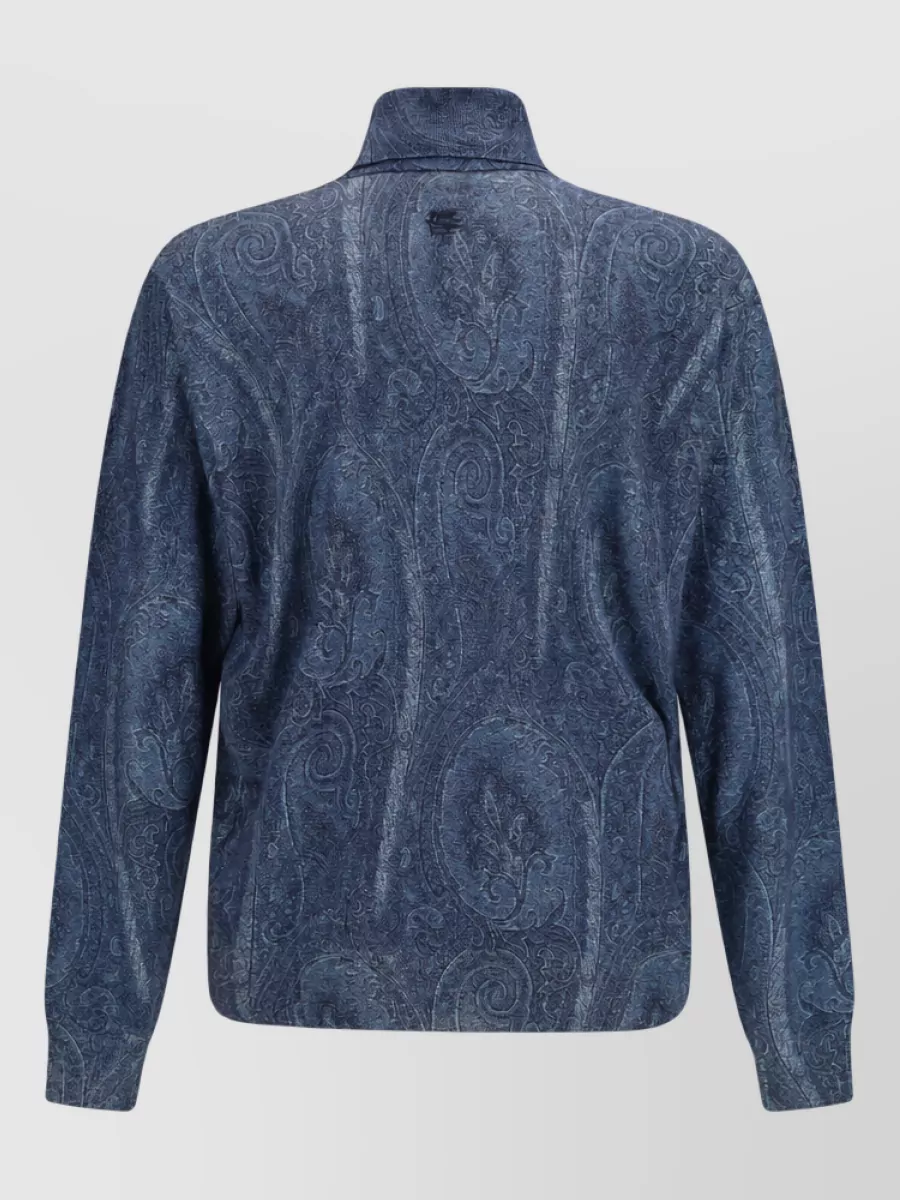 Etro Silk Cashmere Printed Turtleneck Sweater