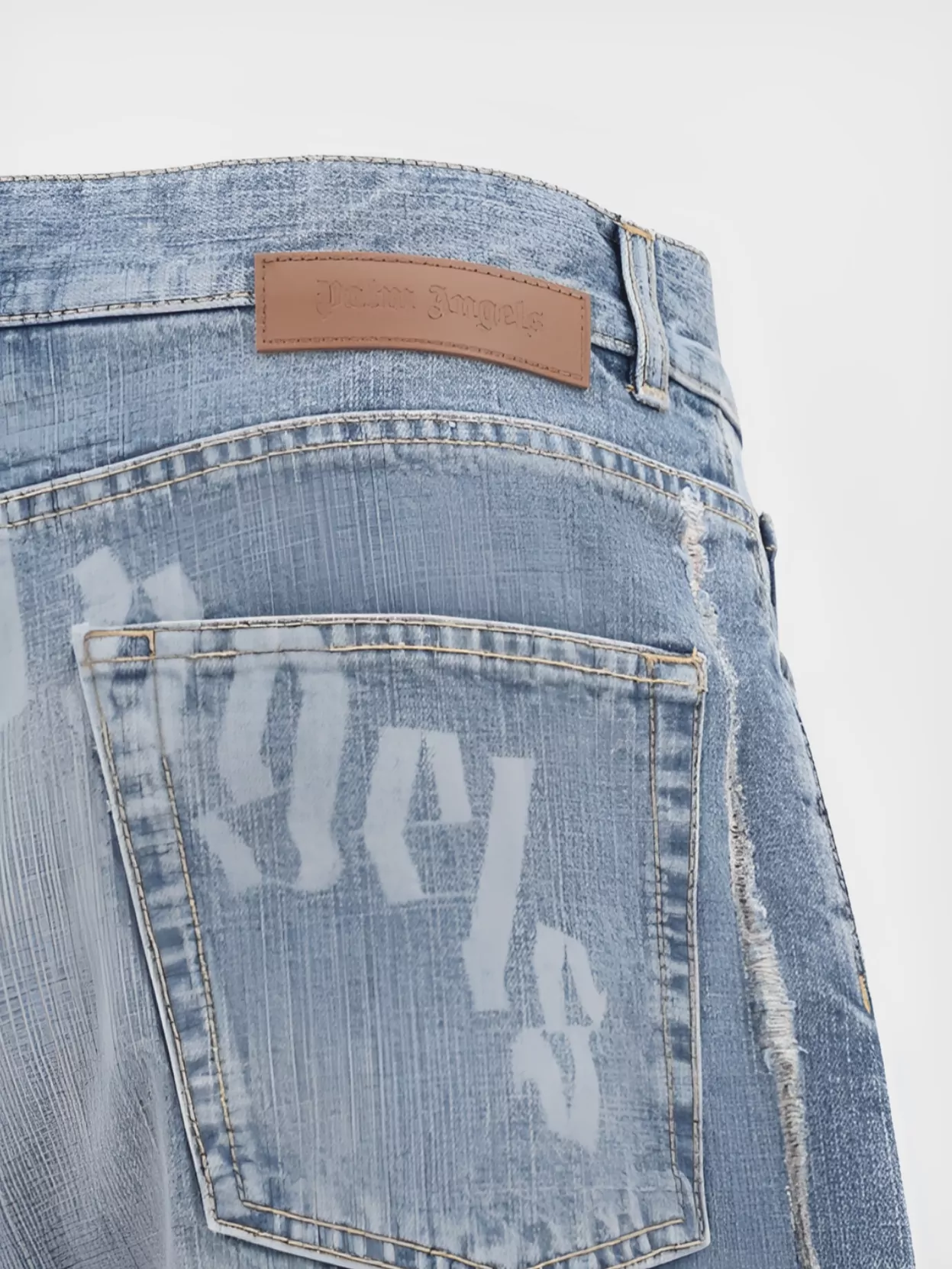 Palm Angels Baggy Wide-Leg Cotton Jeans With Faded Wash