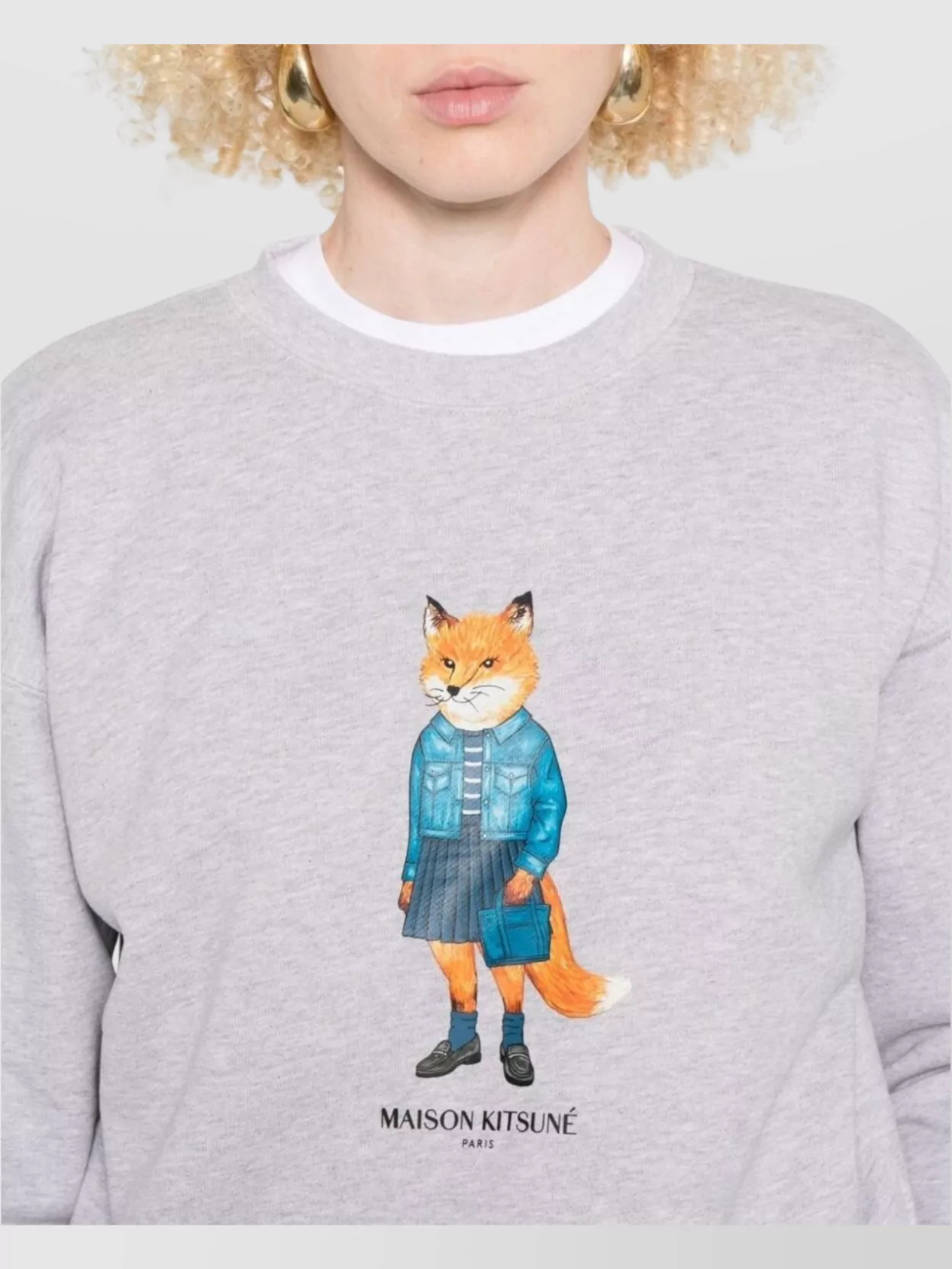 Maison Kitsuné Fox Graphic Crew Neck Cotton Sweatshirt