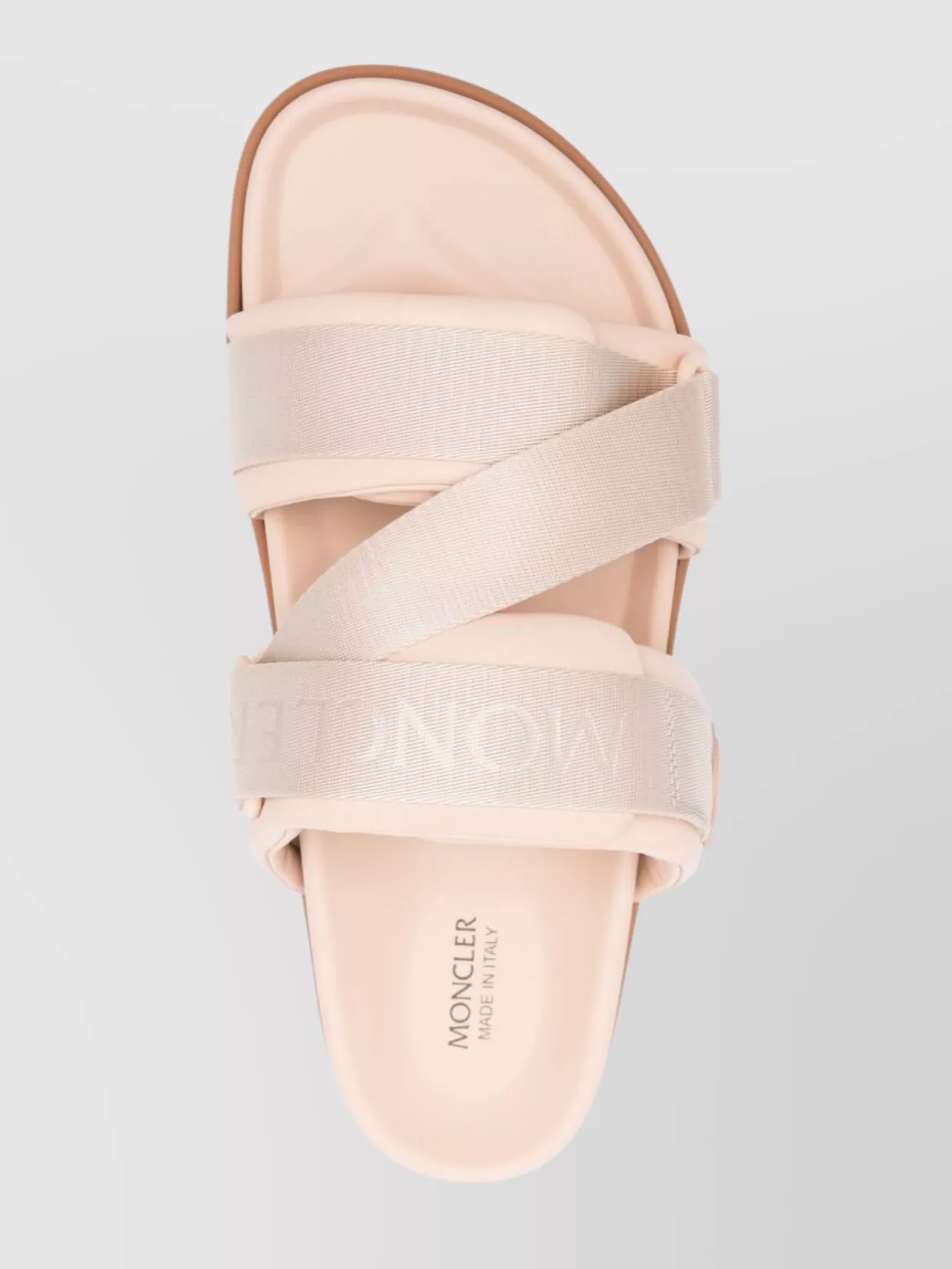 Shop Moncler Cross Strap Open Toe Sandals With Rubber Sole