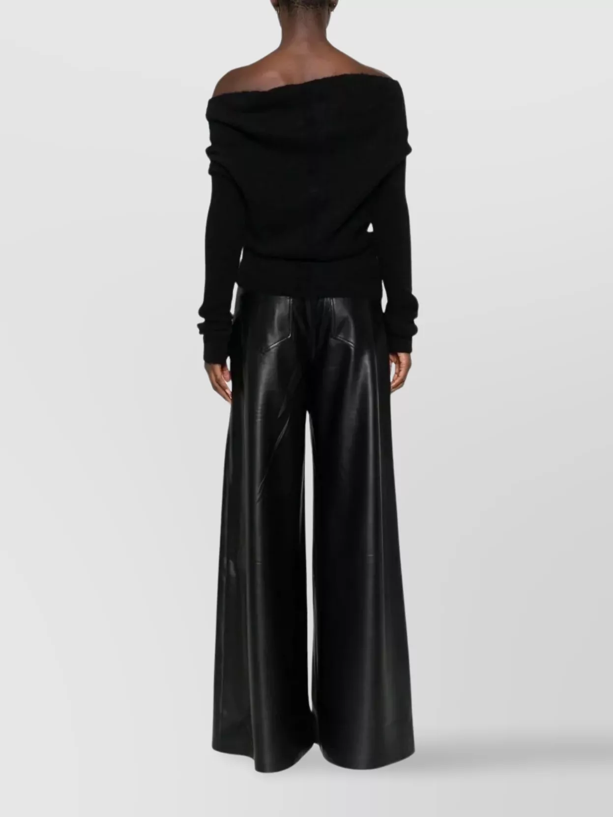 Rick Owens Long Sleeve Off Shoulder Knit Top In Black