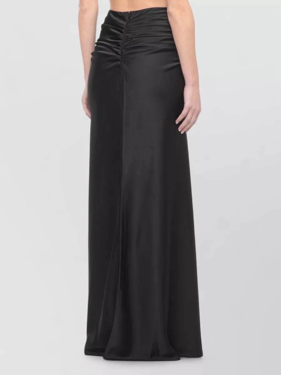 The Andamane Draped Satin Midi Skirt