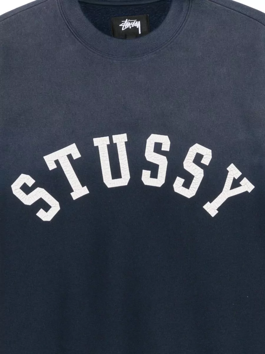 Stüssy Cotton Logo Print Crew Neck Sweatshirt