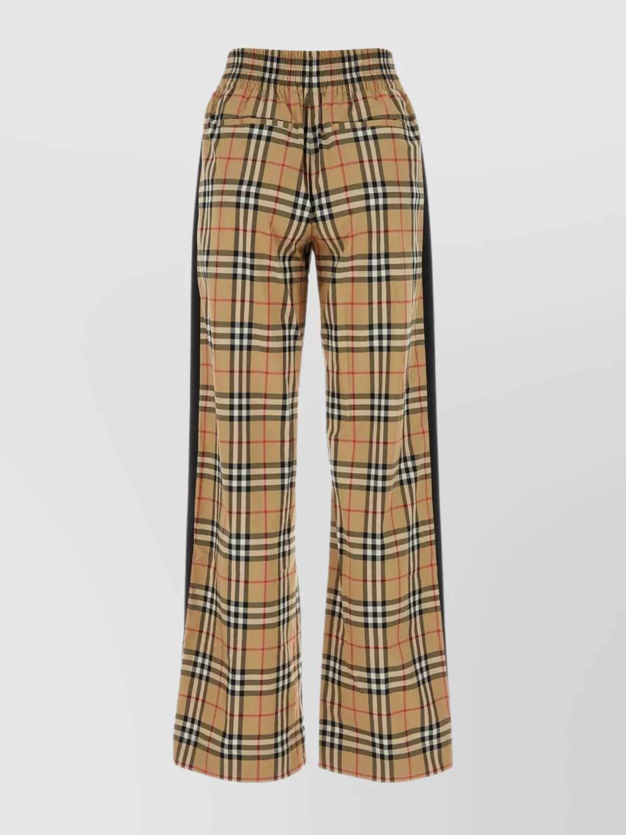 Shop Burberry Checkered Print Cotton Stretch Pant In Beige