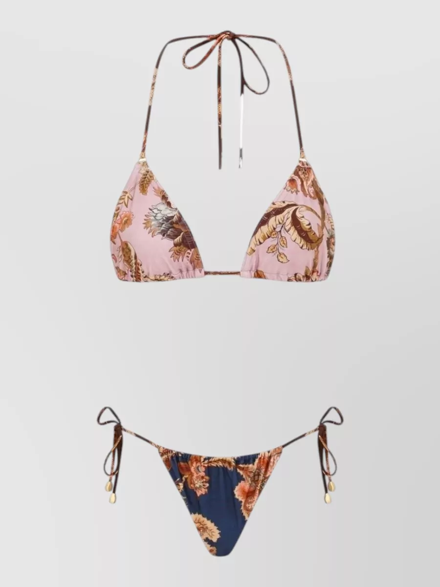 Zimmermann floral-print halterneck triangle bikini set
