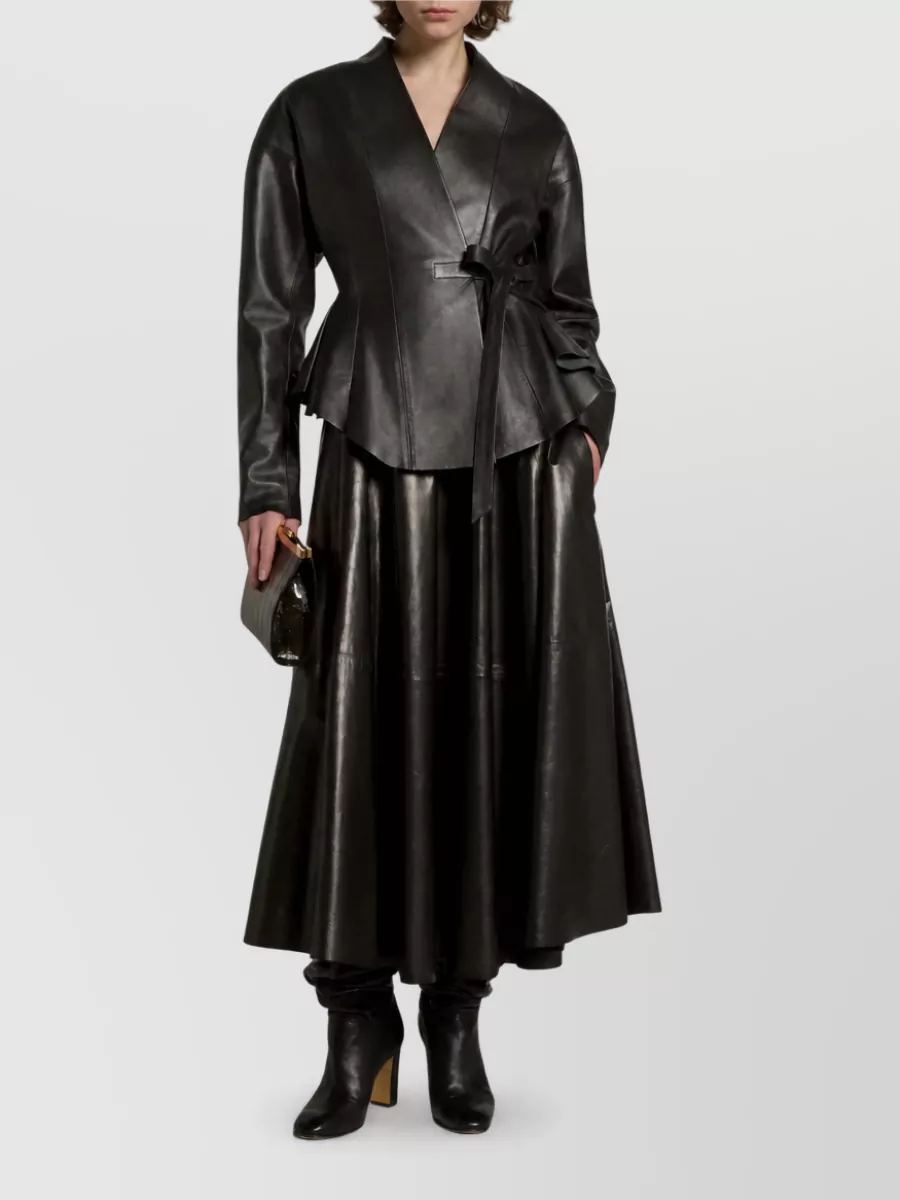 Alberta Ferretti Leather Single-Breasted Coat