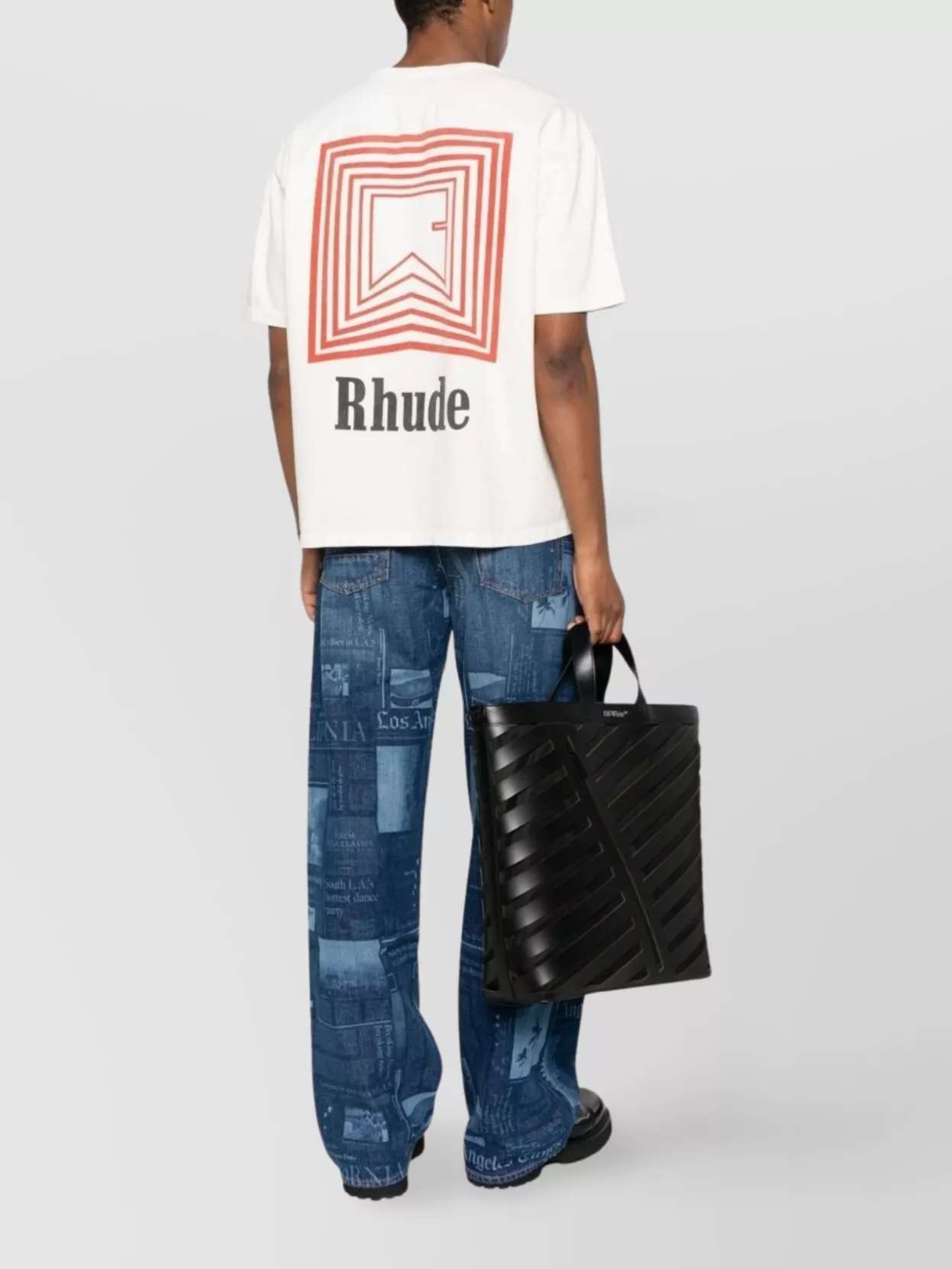 Rhude Crew Neck Graphic Print Straight Hem
