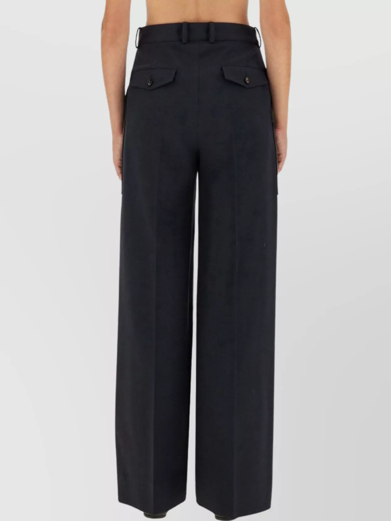 Bottega Veneta High Waist Wide Leg Trousers In Black