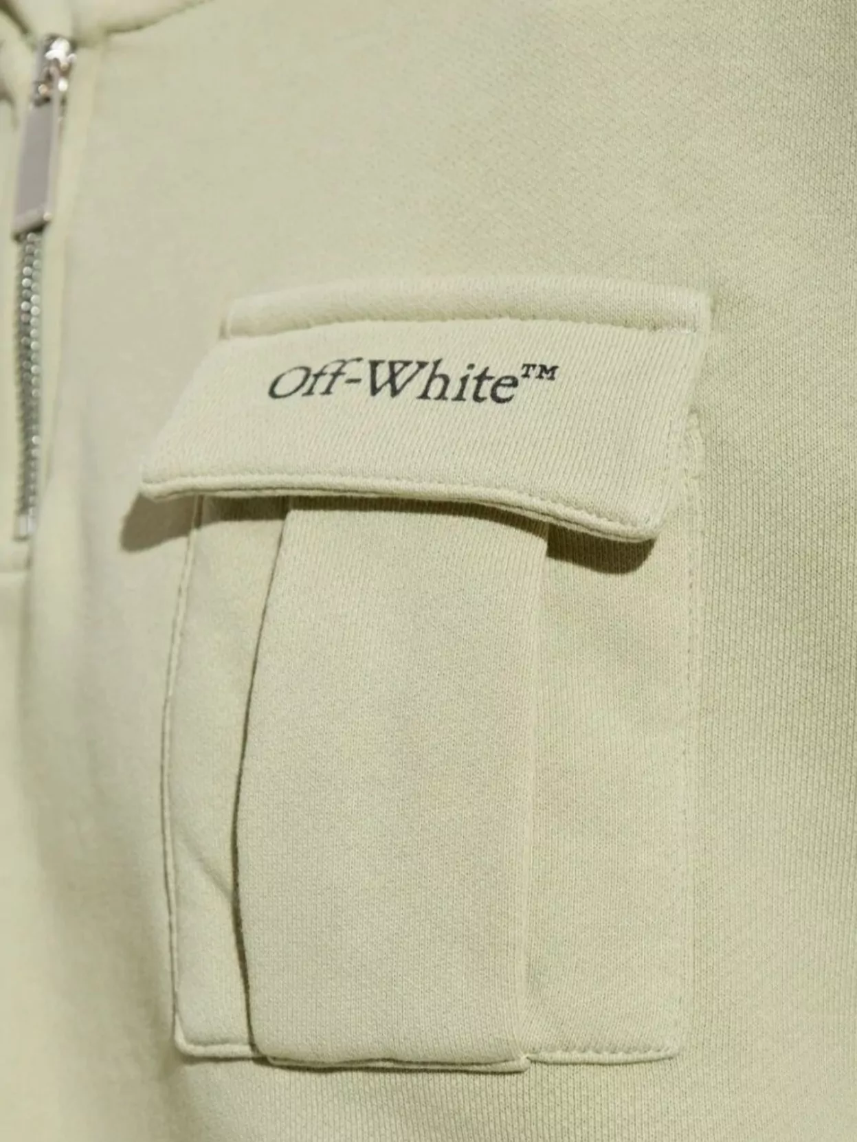 Off-White Floral Crop Hoodie Pockets