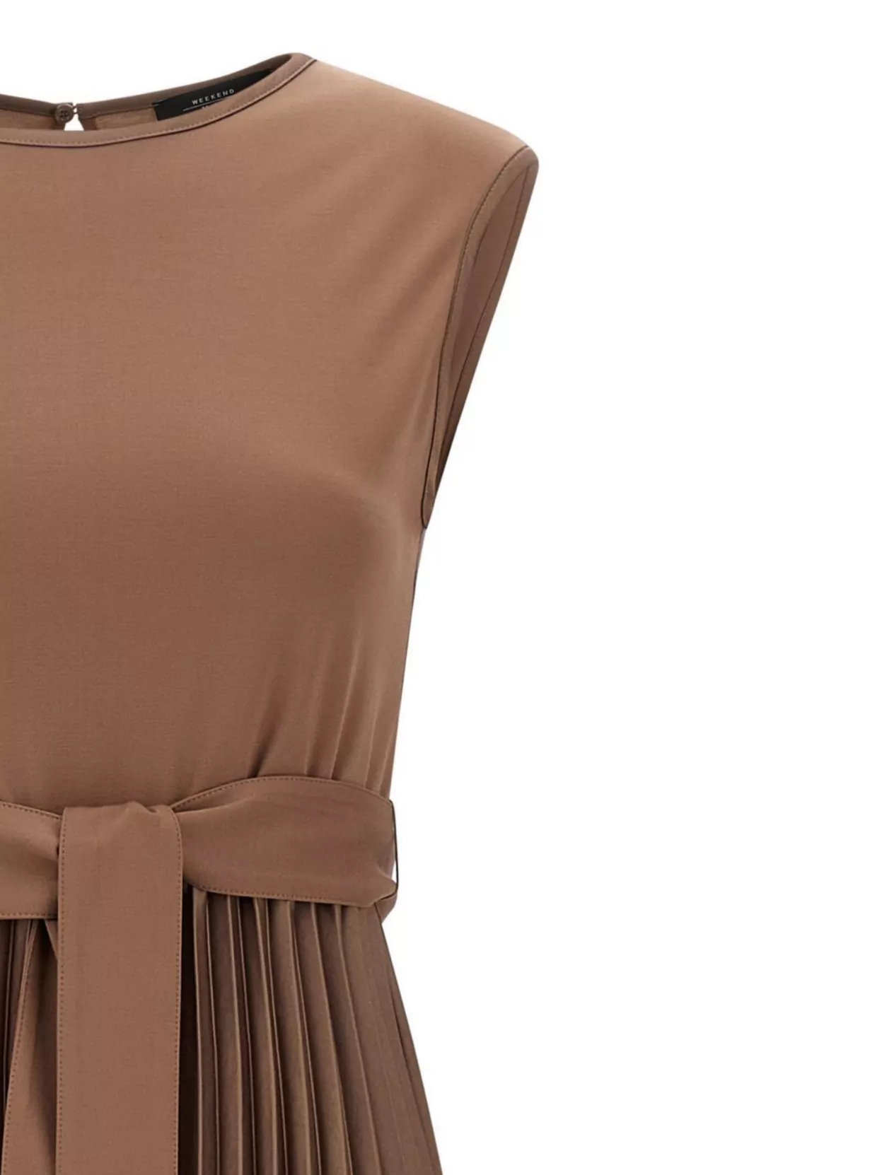 Weekend Max Mara Samuele Pleated Belted Midi Dress In Brown