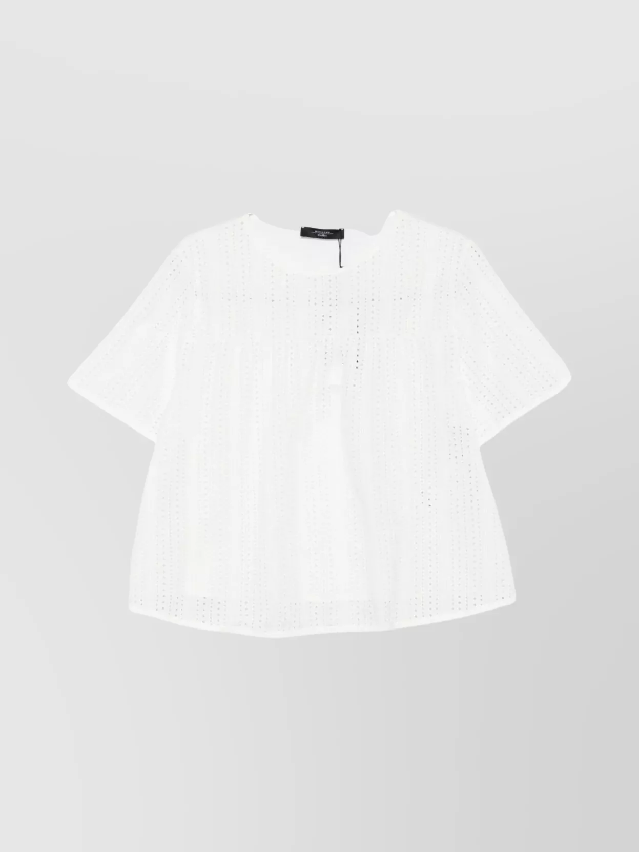 Weekend Max Mara Sleeves Round Neck Eyelet Pattern Top In White