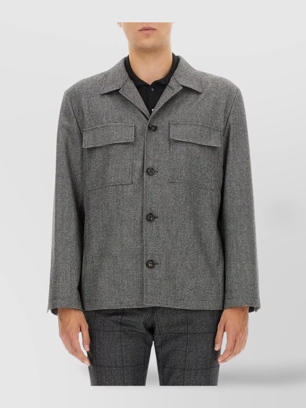 Lardini Wool Shirt Front Pockets
