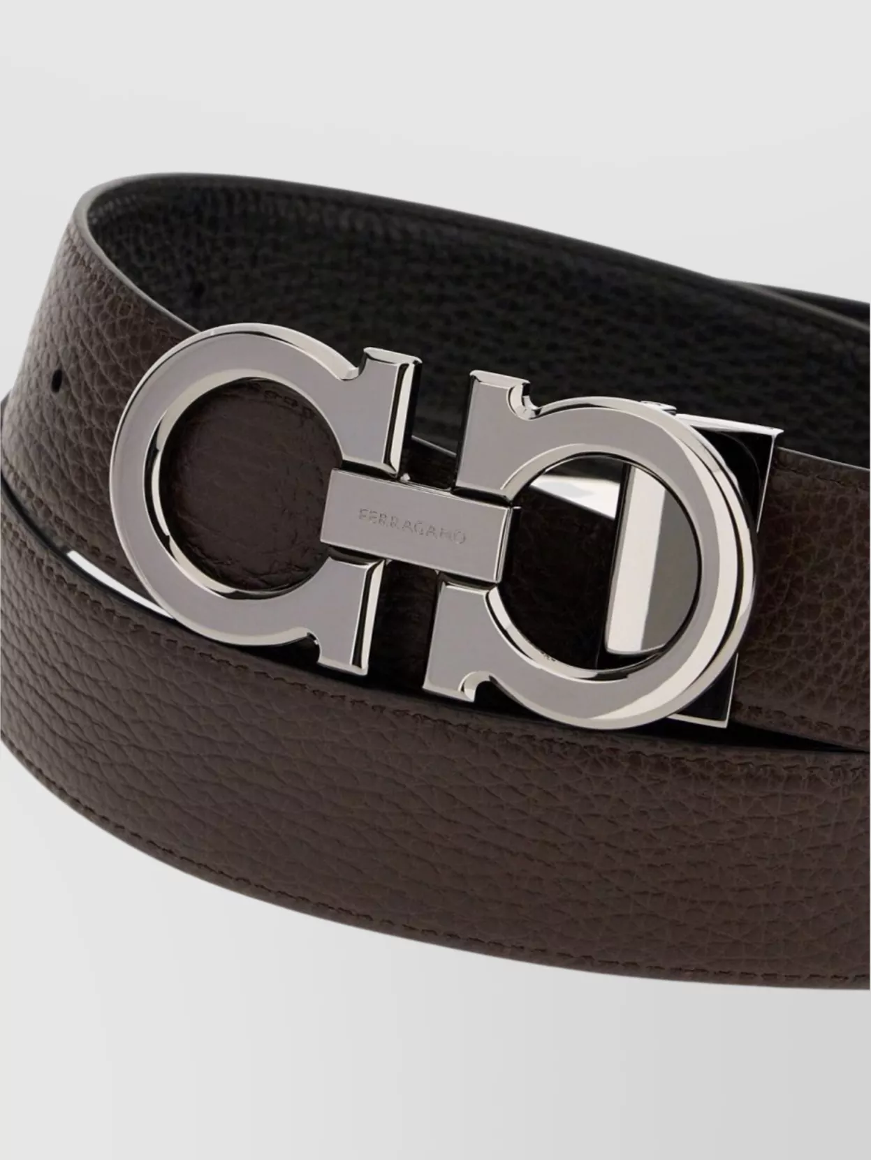 FERRAGAMO BELT WITH METAL BUCKLE AND TEXTURED LEATHER