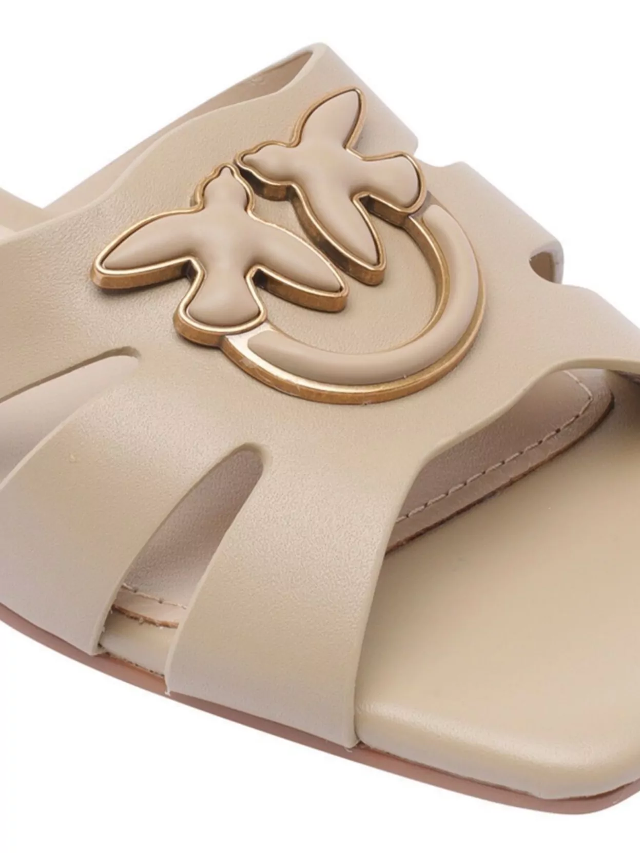 Shop Pinko Square Toe Leather Sandals Emblem