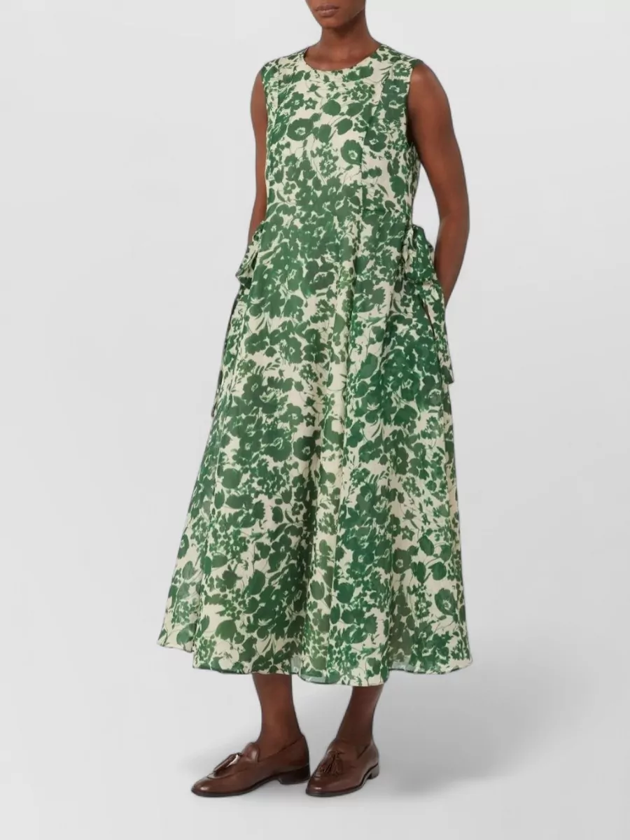 S Max Mara Printed Sleeveless Midi Dress