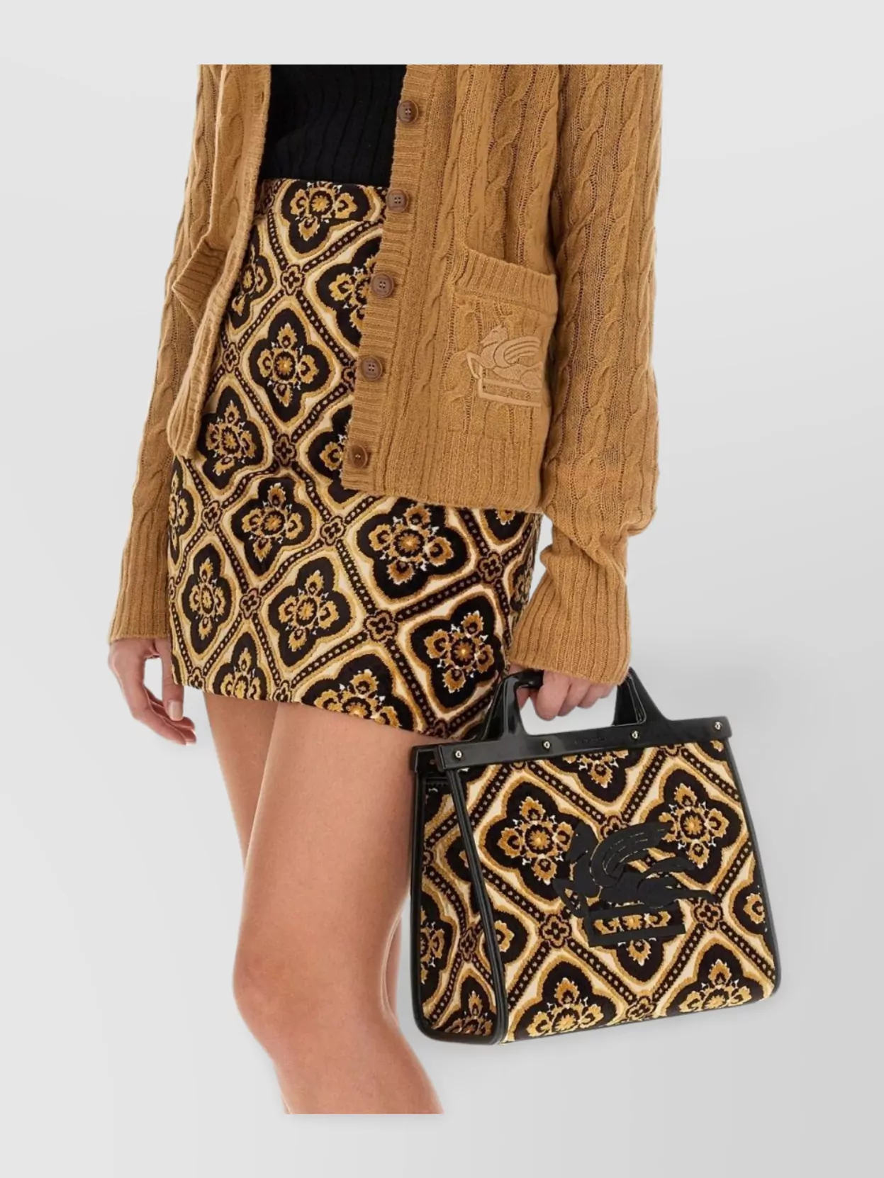 Etro Cable Knit V-neck Cardigan Pockets