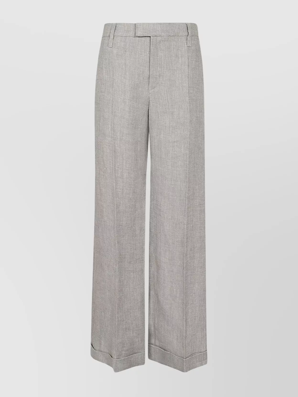 Shop Brunello Cucinelli Wide Leg Belted Trousers With Front Crease In Grey
