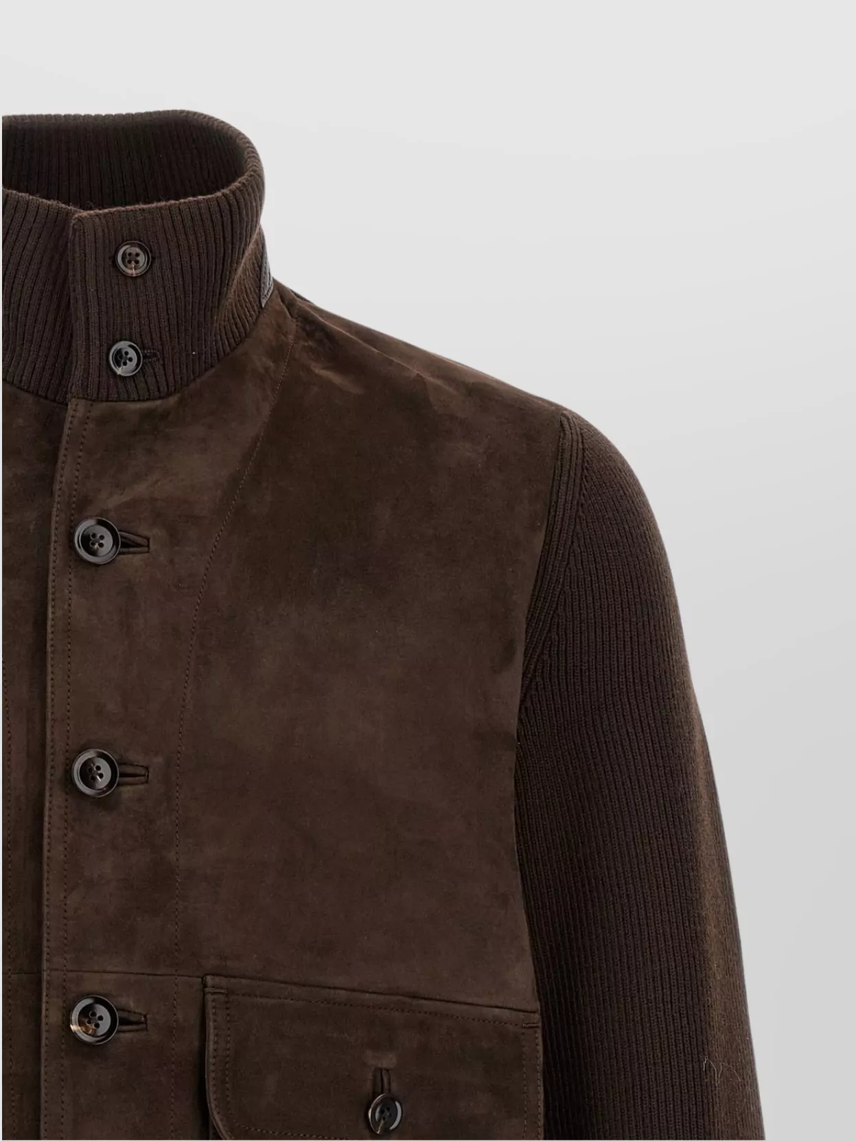 Tom Ford High Collar Suede Blouson With Ribbed Cuffs