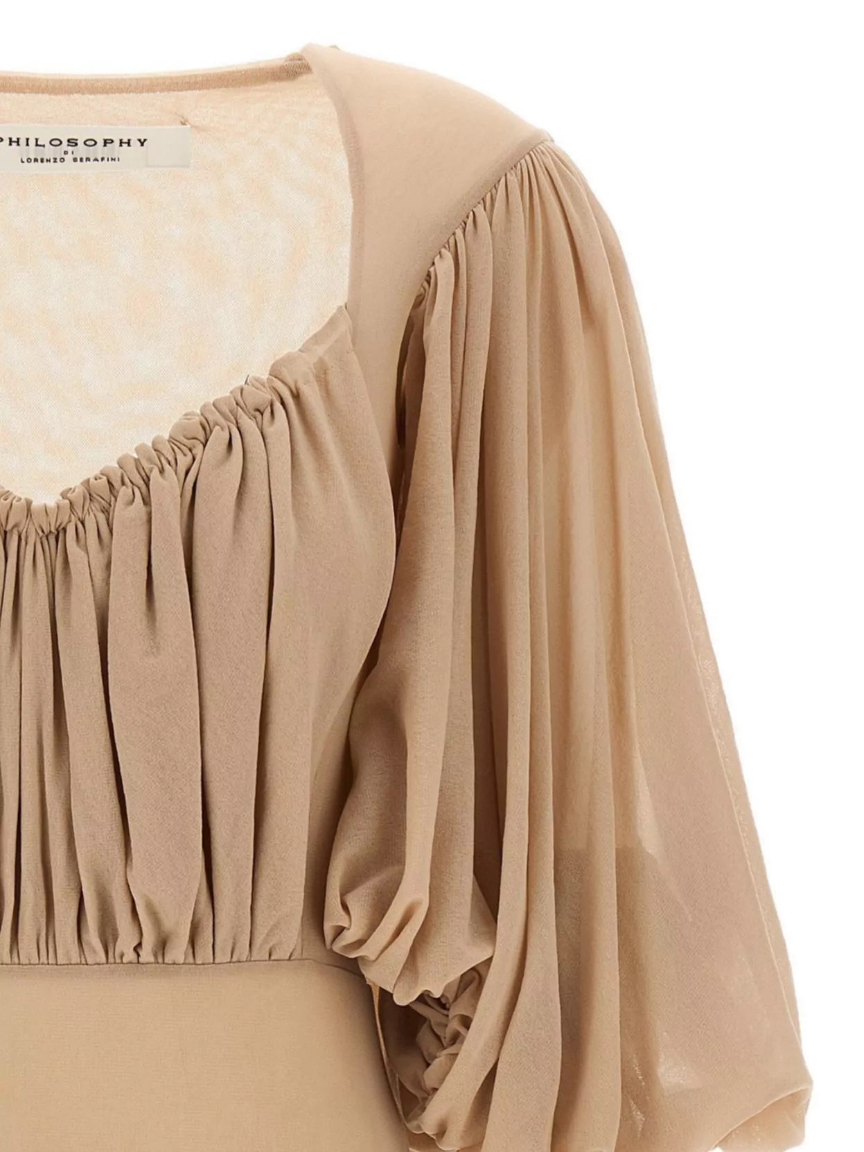Philosophy Di Lorenzo Serafini Stretch Tulle Bodysuit With Gathered Detailing