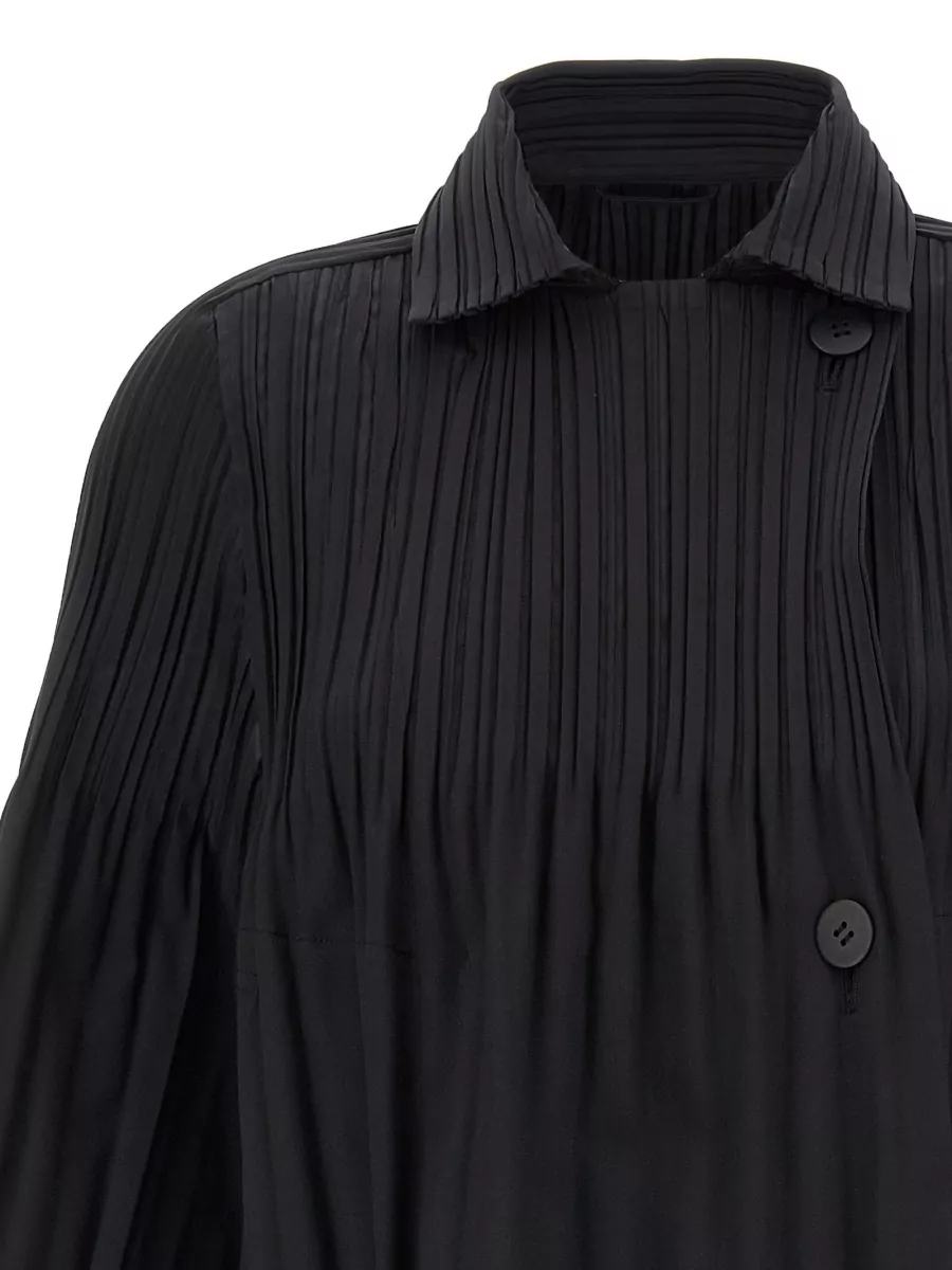 Pleats Please Issey Miyake Pleated Single-Breasted Coat