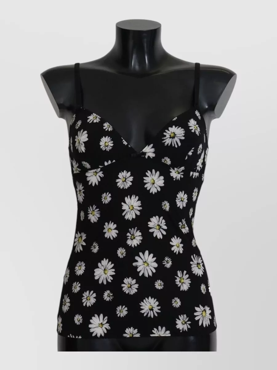 Dolce & Gabbana Daisy Print Silk Bustier Camisole Top
