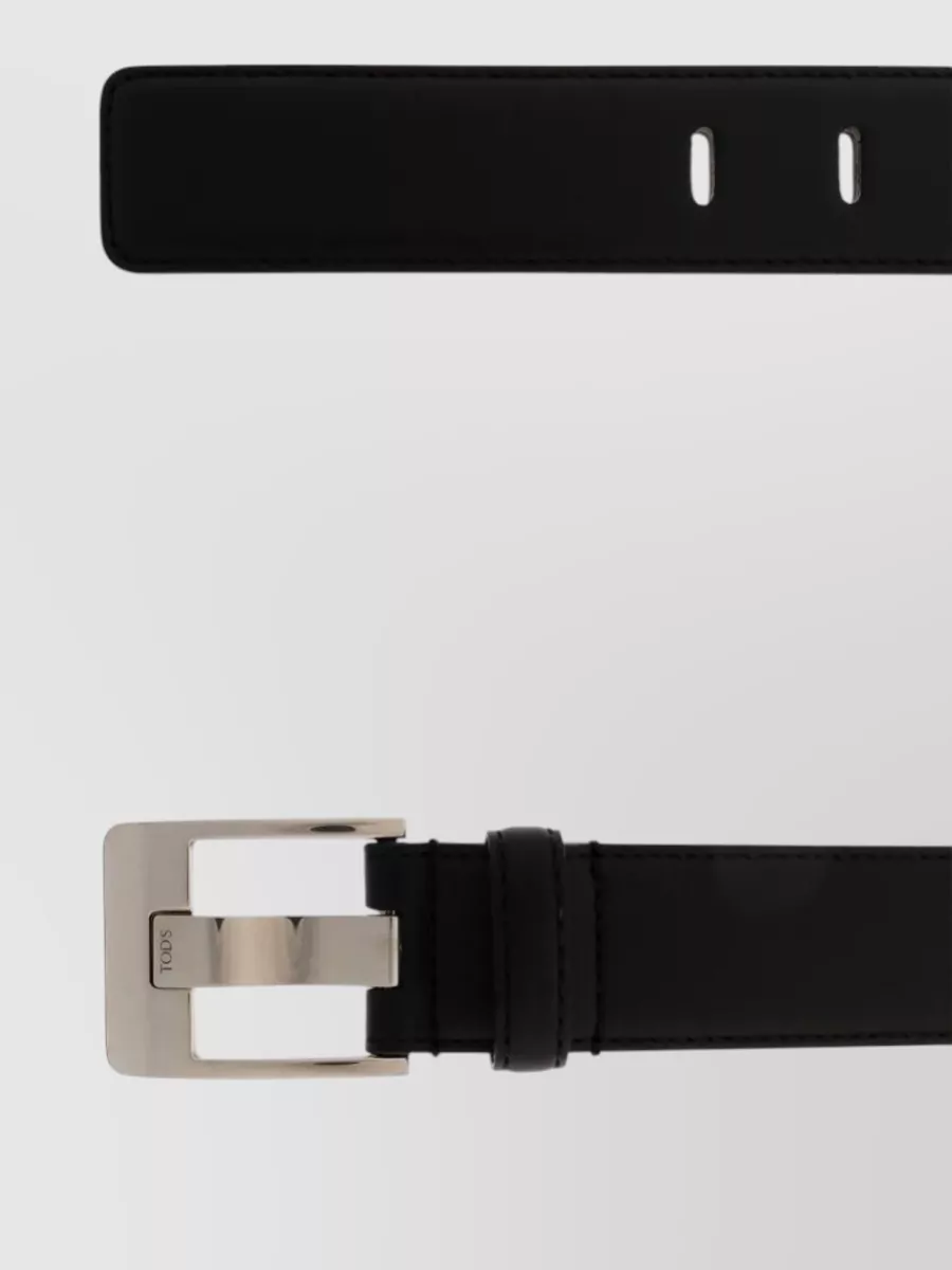 Tod's Soft Leather Belt Silver Metal Buckle