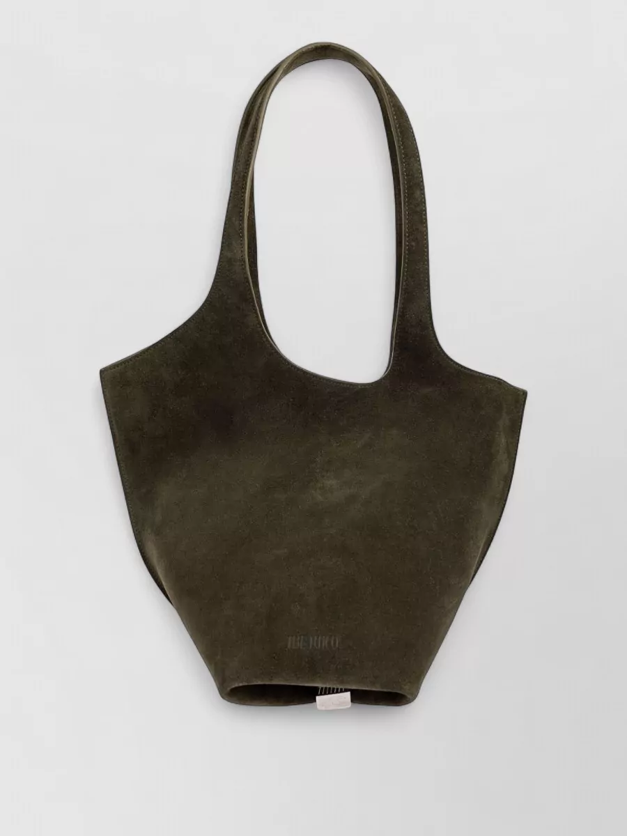 Attico Medium Leather Shoulder Bag With Dual Handles In Brown