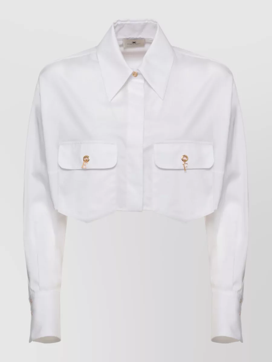 Elisabetta Franchi Cropped cotton long-sleeve shirt