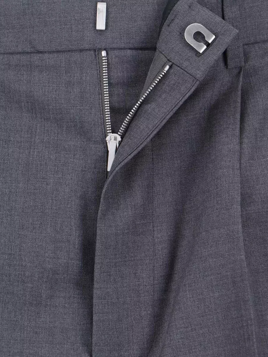 Jil Sander Straight Trousers Pleated Front Side Pockets Belt Loops