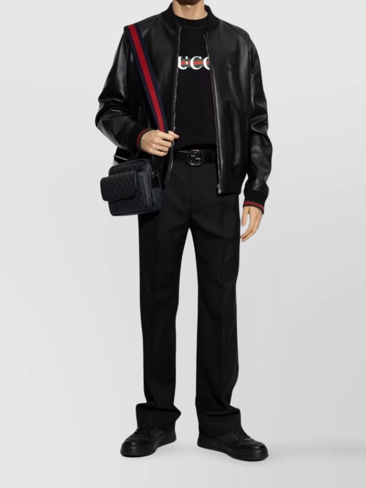 Gucci Chunky Sneakers Lace-up Perforated Panels In Black