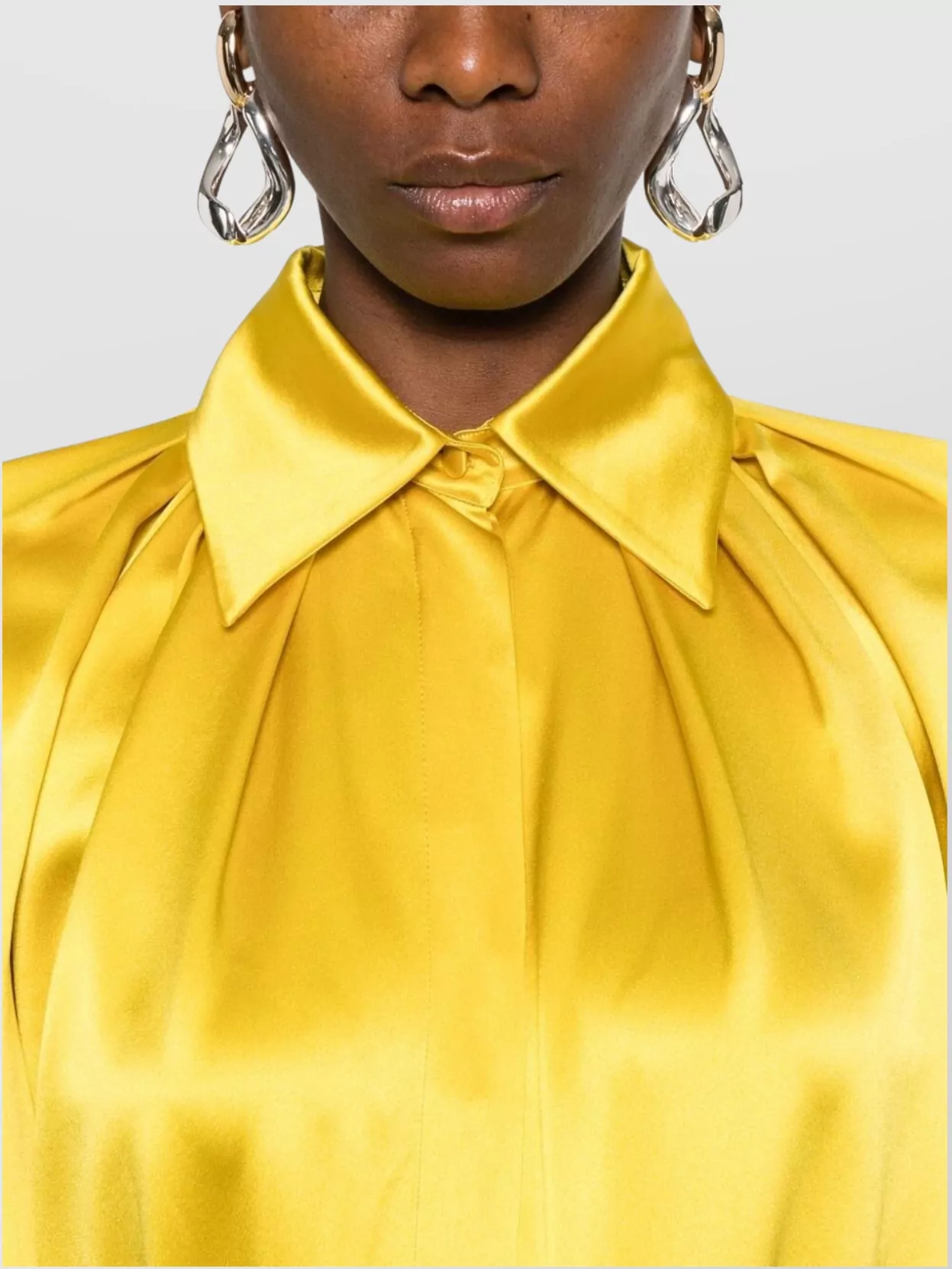 Max Mara Pleated Long Sleeve Shirt With Pointed Collar