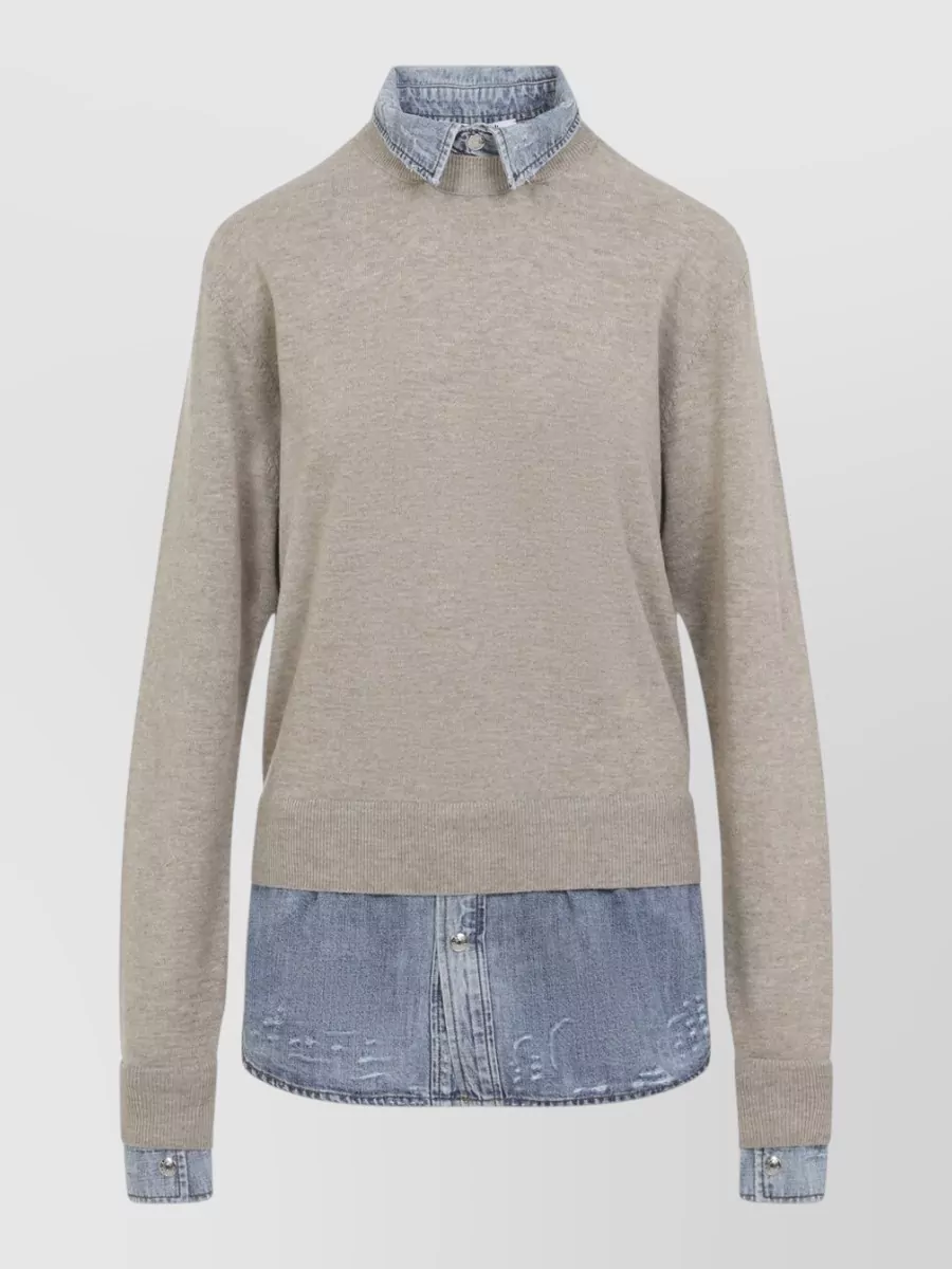 Acne Studios Wool Layered Collar Long-Sleeve Sweater