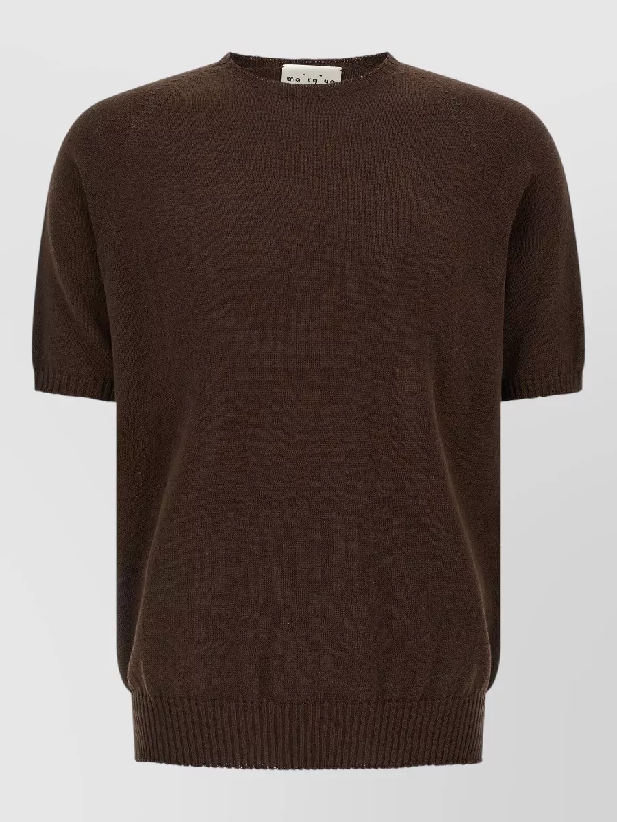 Ma'ry'ya ribbed cotton short-sleeve crew-neck sweater