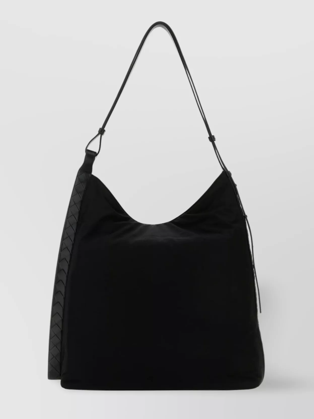 Shop Bottega Veneta Fabric Shoulder Bag With Adjustable Leather Handle