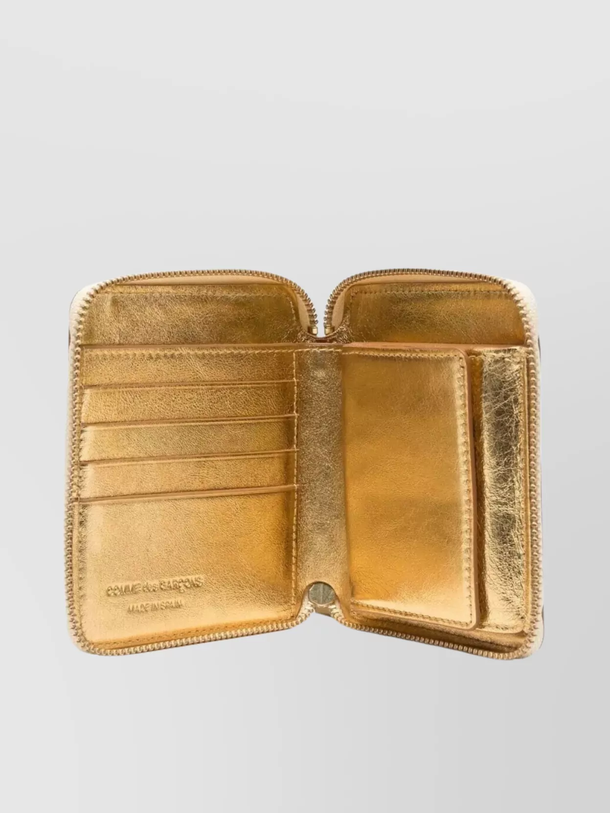 Comme Des Garçons Shiny Metallic Wallet Gold Finish
