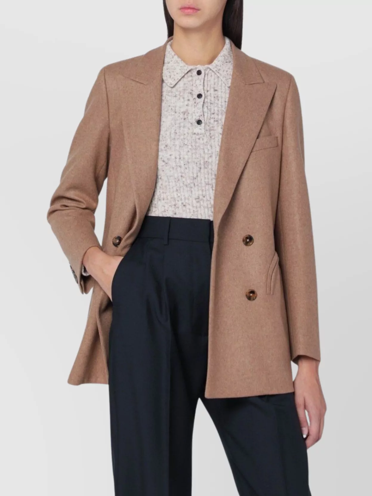 Blazé Milano Wool And Cashmere Double-breasted Coat In Brown