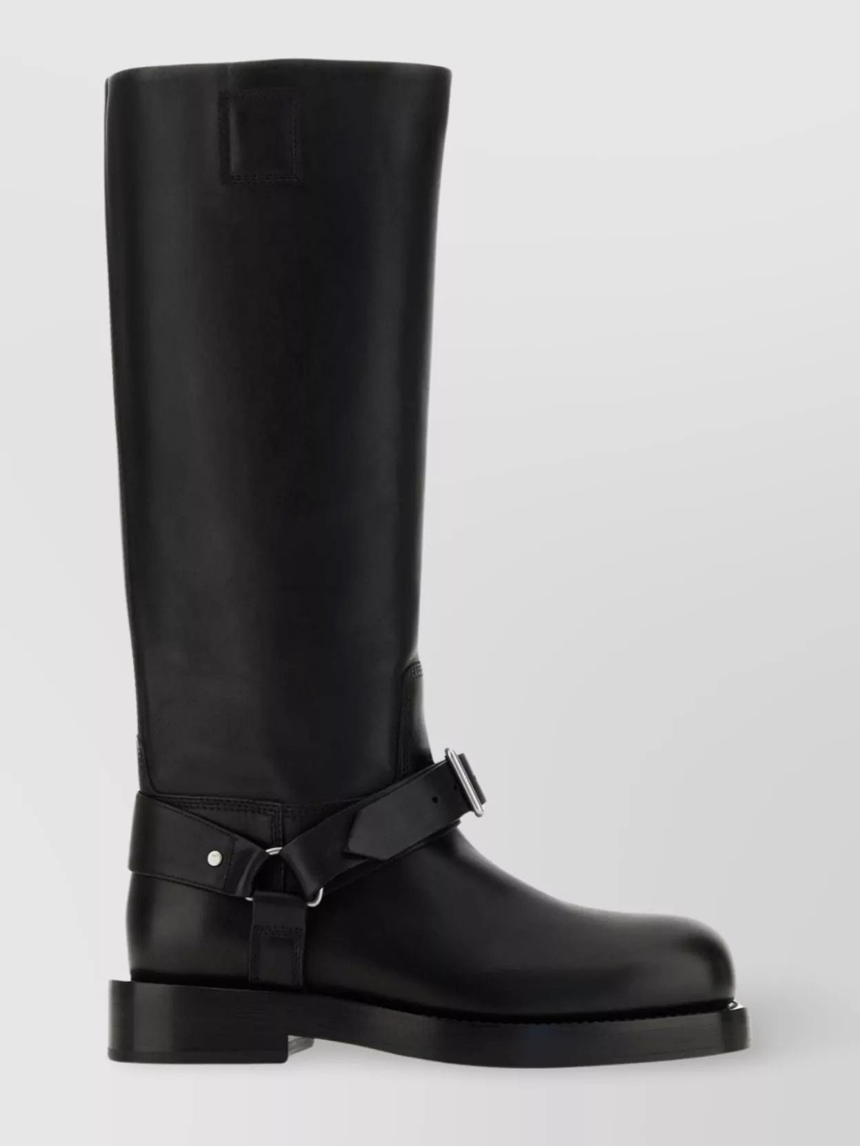 Shop Burberry Closed Toe Knee-high Leather Boots In Black