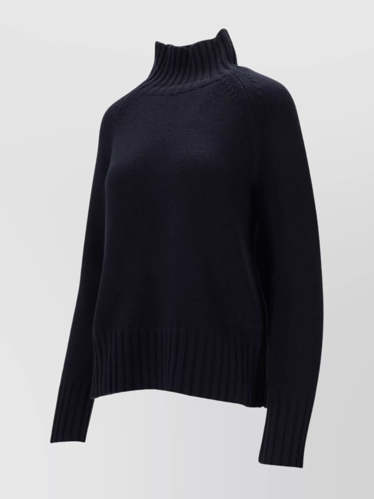 S Max Mara Long Sleeve Mock Neck Ribbed Top