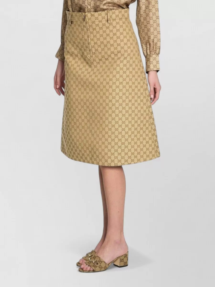Gucci Logo-Jacquard A-Line Skirt