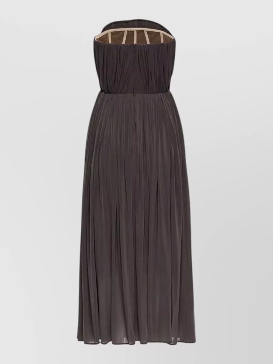 Magda Butrym Strapless Pleated Corset Midi Dress
