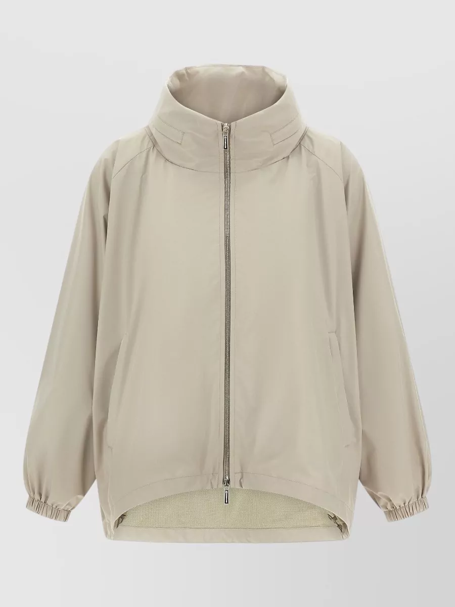 Moorer Polyester Oversized Asymmetric Hem Hooded Jacket