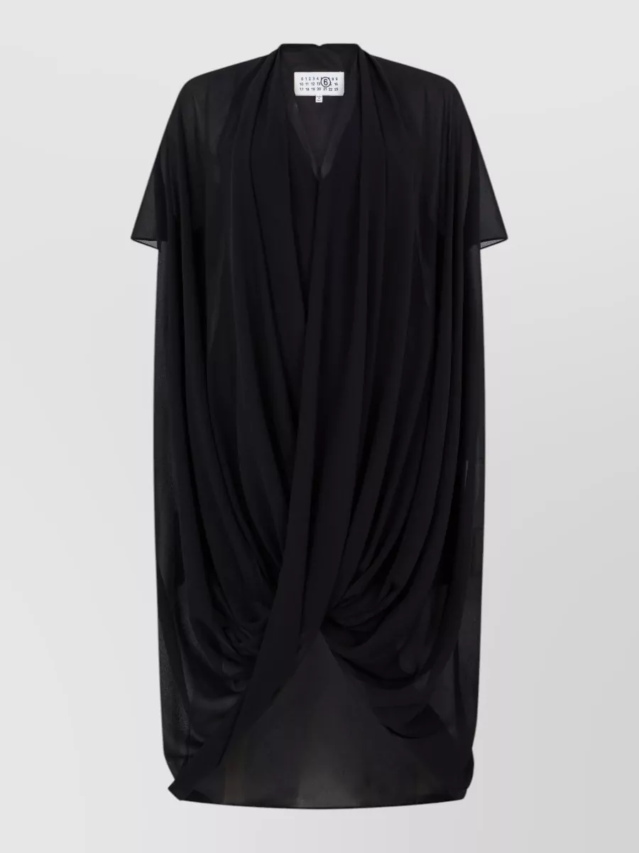 Mm6 Maison Margiela Asymmetric draped v-neck short-sleeve dress