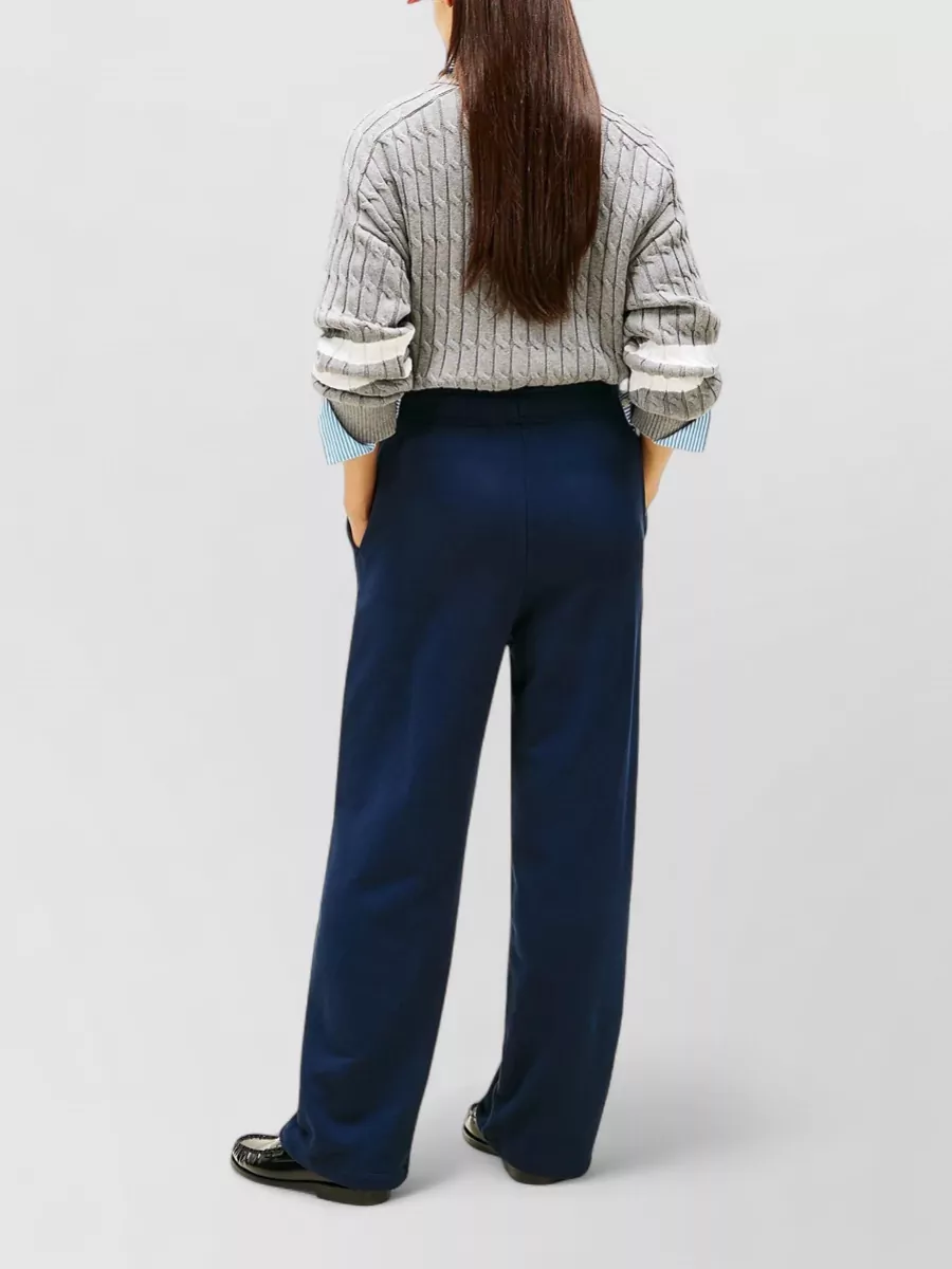 Tommy Hilfiger Script Terry Trousers Gold Buttons Wide Leg