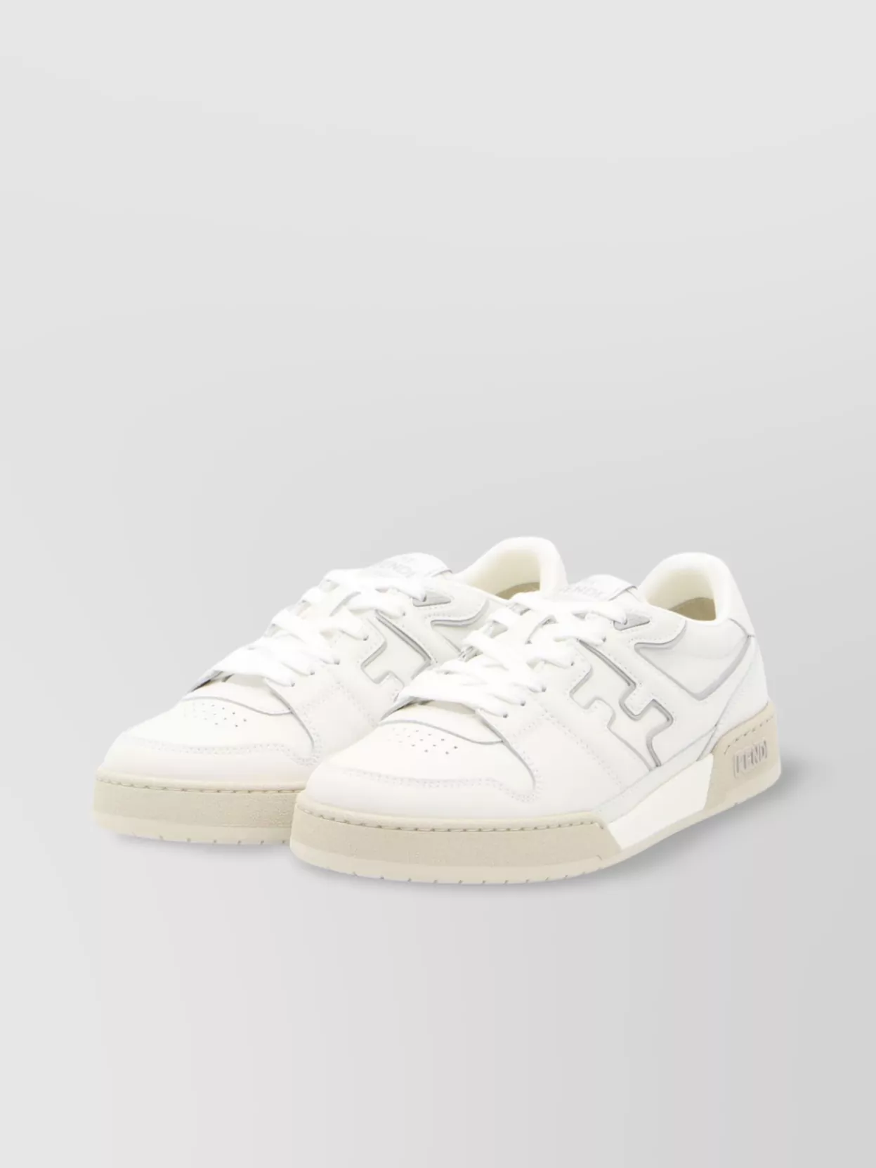 Fendi Leather Low-Top Sneakers Perforated Toe