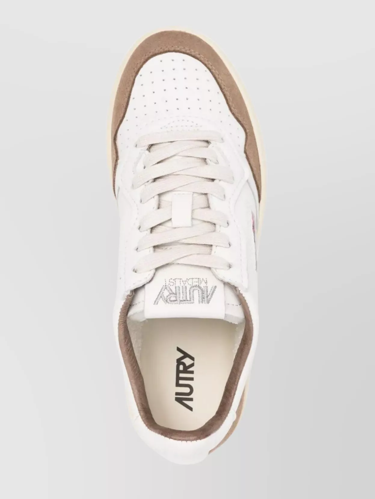 Autry Low Sneaker With Contrast Panels And Perforated Detailing In White