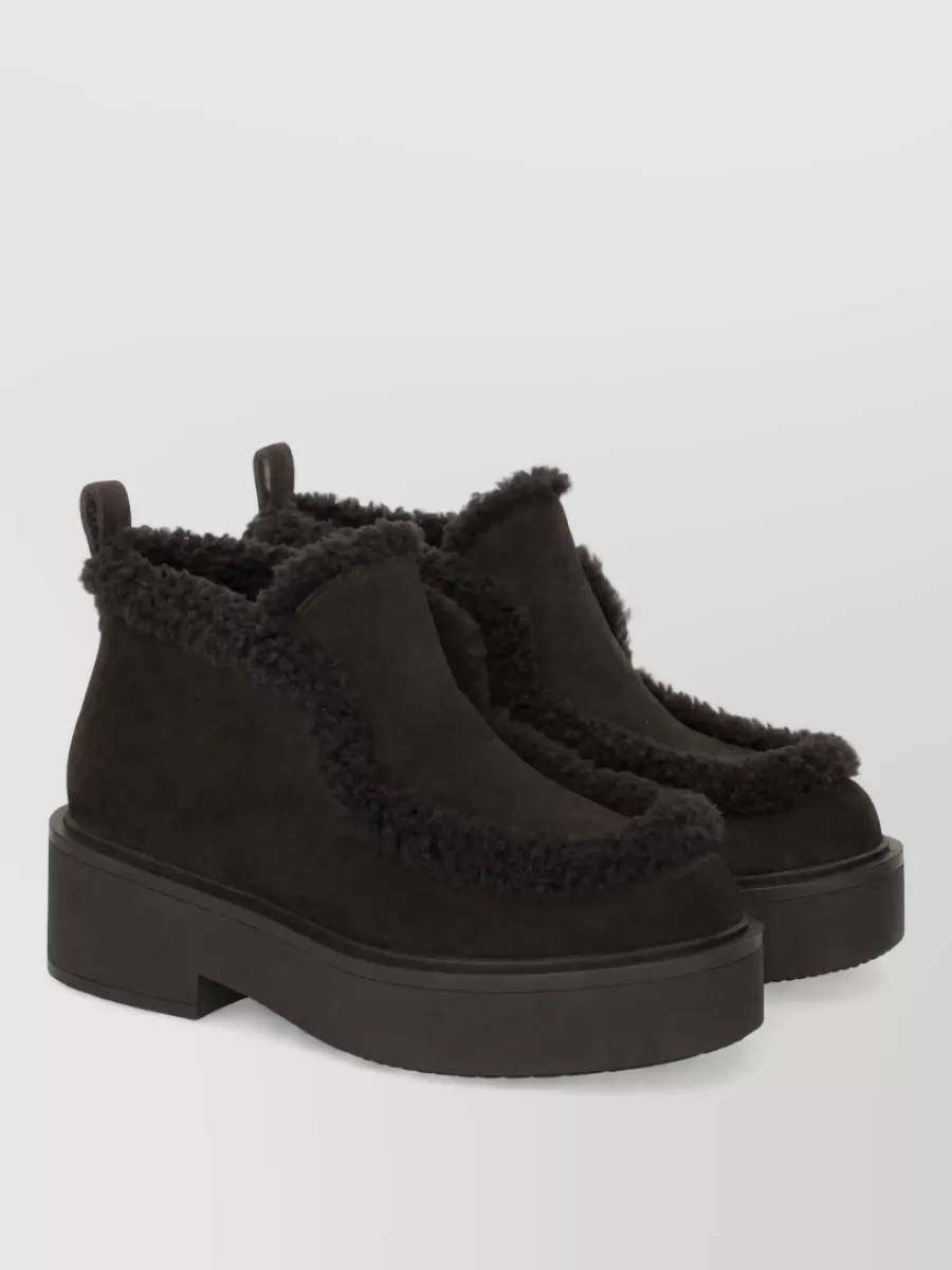 Gianvito Rossi suede shearling trim platform boots