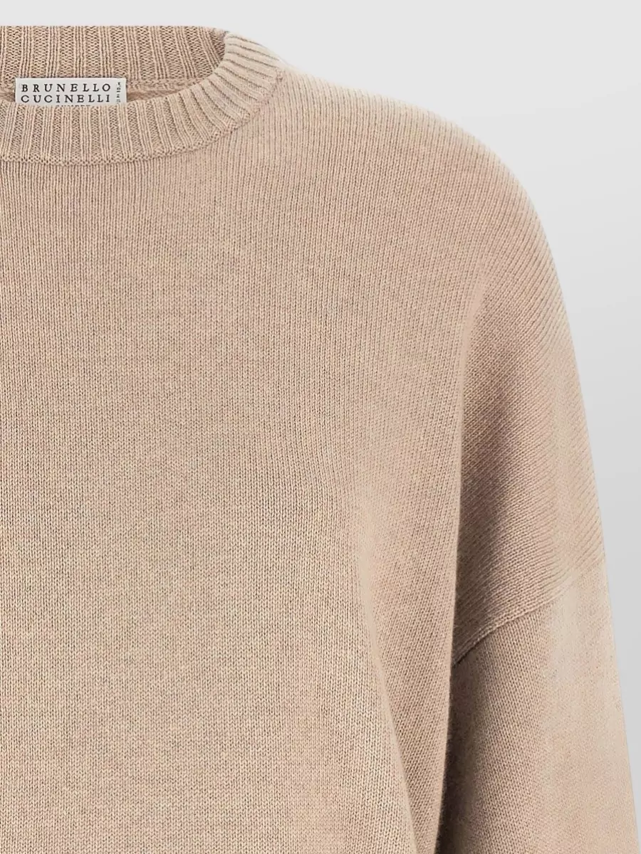 Brunello Cucinelli Cashmere Ribbed Crew Neck Long-Sleeve Sweatshirt