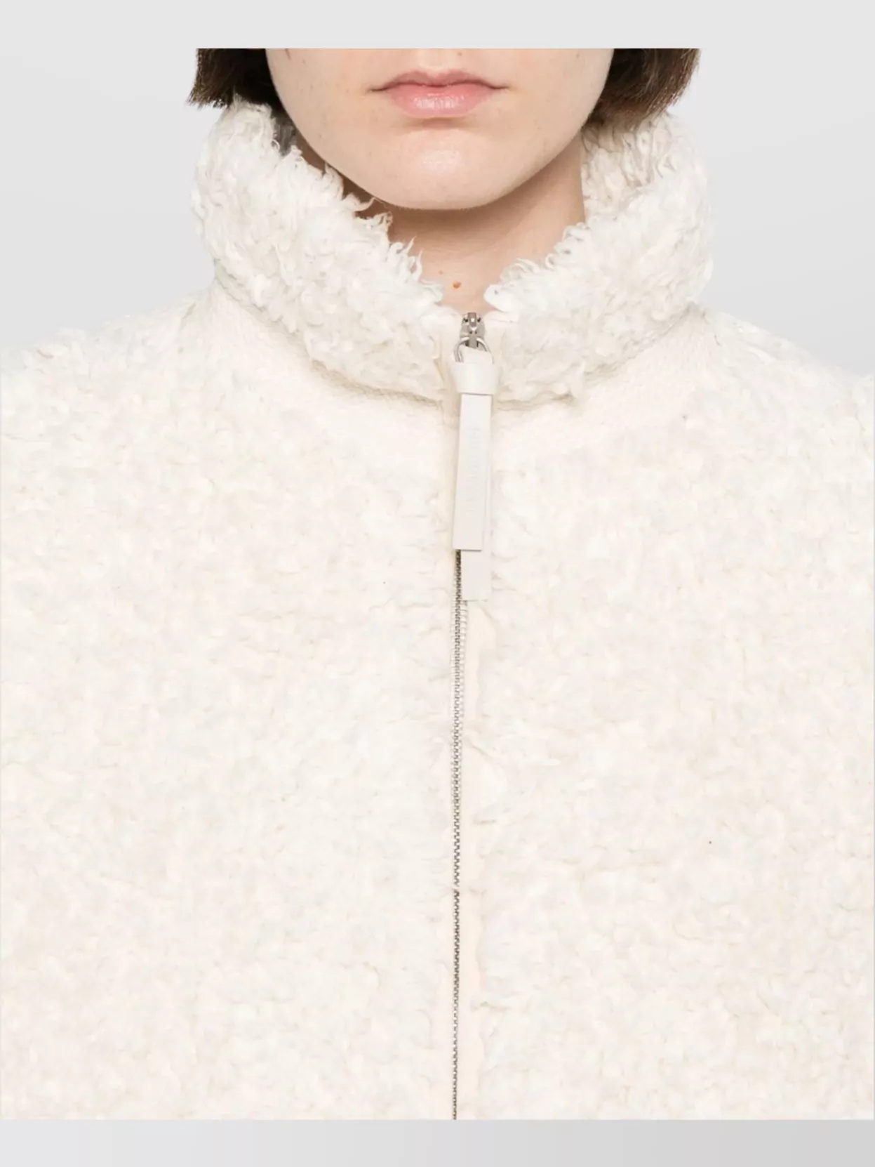 Jil Sander Textured High Collar Long Sleeve Jacket