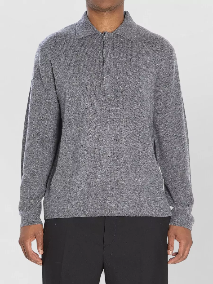 Lisa Yang cashmere ribbed long-sleeve polo sweater