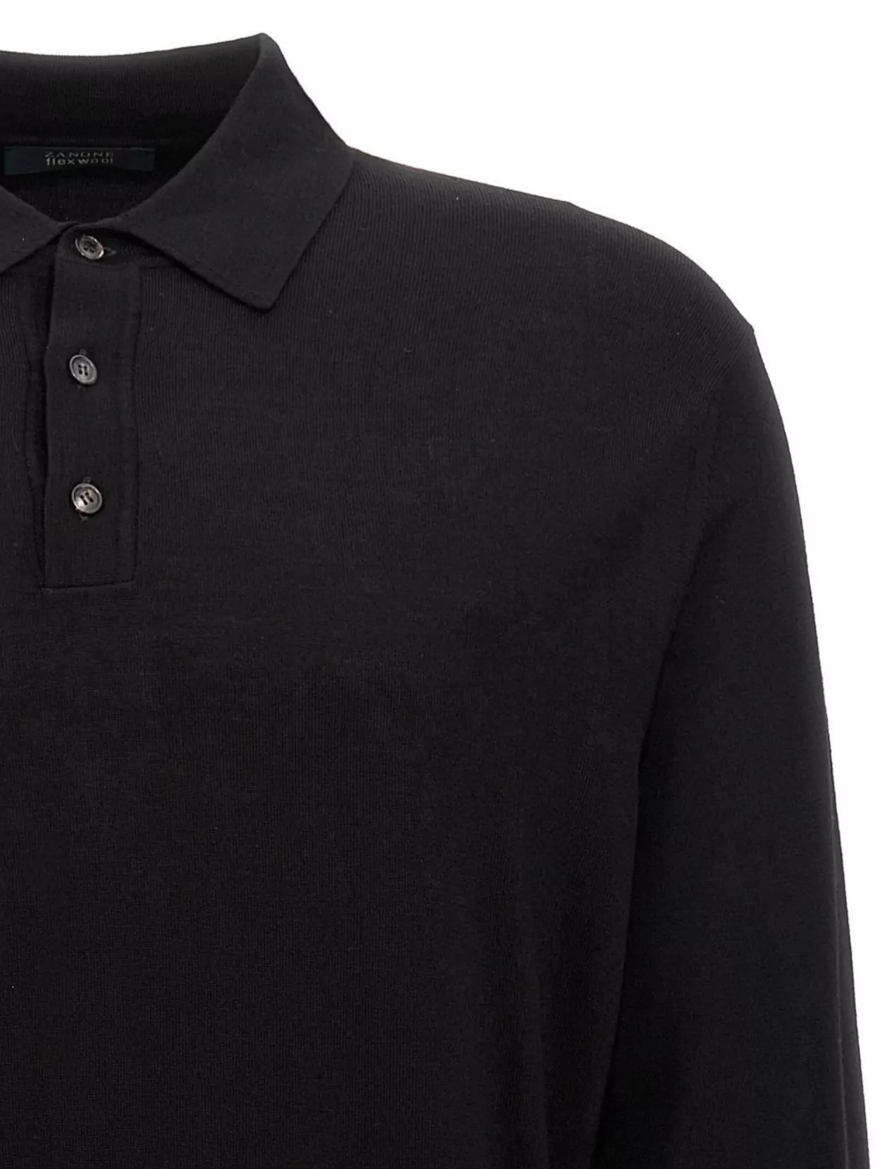 Zanone Wool Long Sleeves Polo Shirt With Ribbed Cuffs